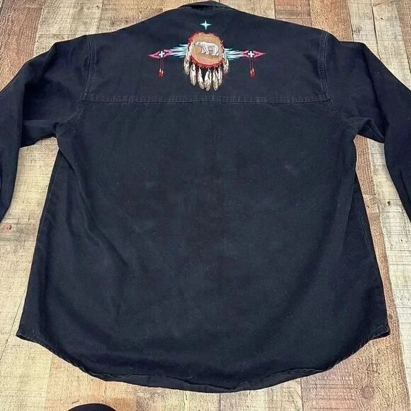 Vintage Natural Wonders Dream Catcher Bear Embroidered Button Down Shirt Size M - Picture 11 of 11